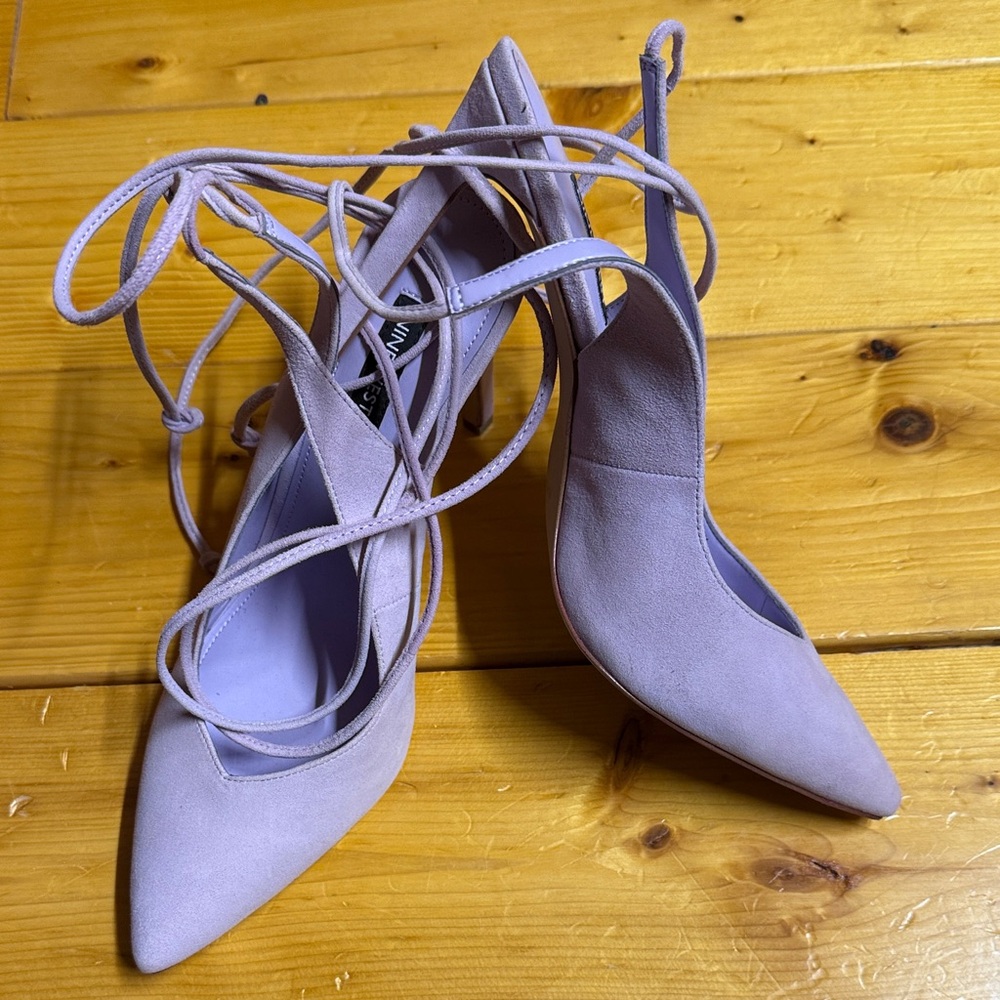 Elegant Lavender Lace-Up Heels